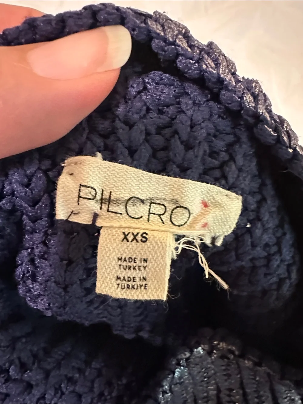Pilcro Sleeveless Metallic Knit Top - Navy Blue